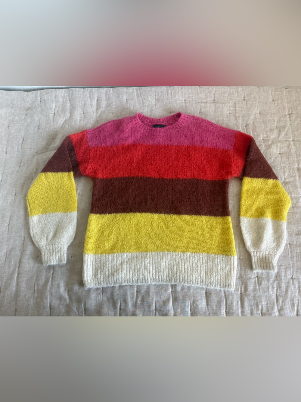 Saks Fifth Avenue Alpaca Wool Blend Cable Knit Striped Multicolor Sweater Small